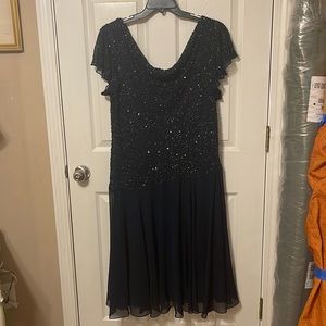 J Kara, Evening, Wedding, Cocktail, Formal Midnight Blue/Navy Blue Beaded Dress